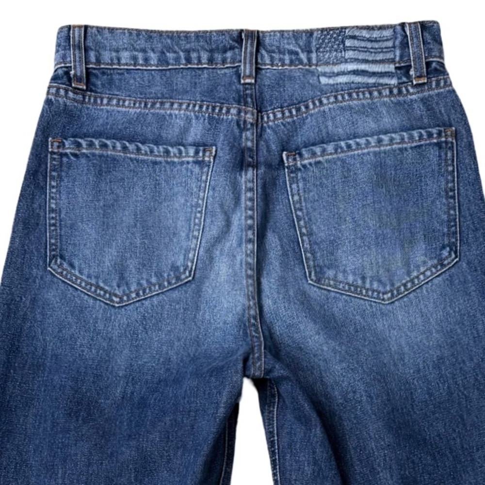 REVICE Matchmaker Love at
First Sight Blue Jeans Patchwork Crop Button Fly EUC - Picture 6 of 14